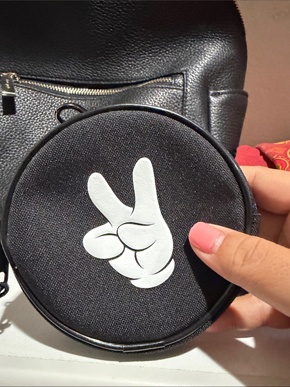 Disneyland Black Round Zip Coin Case with White Logo Trim